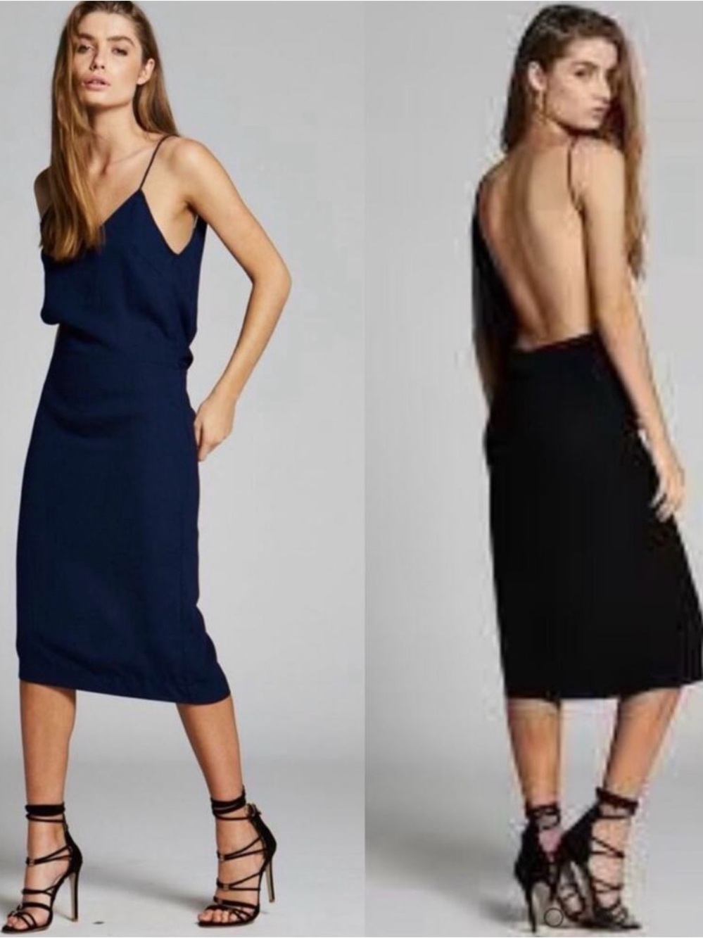 Maurie + Eve Anki Cocktail Party Slip Dress Sleeveless Backless Navy Size 4 NWT